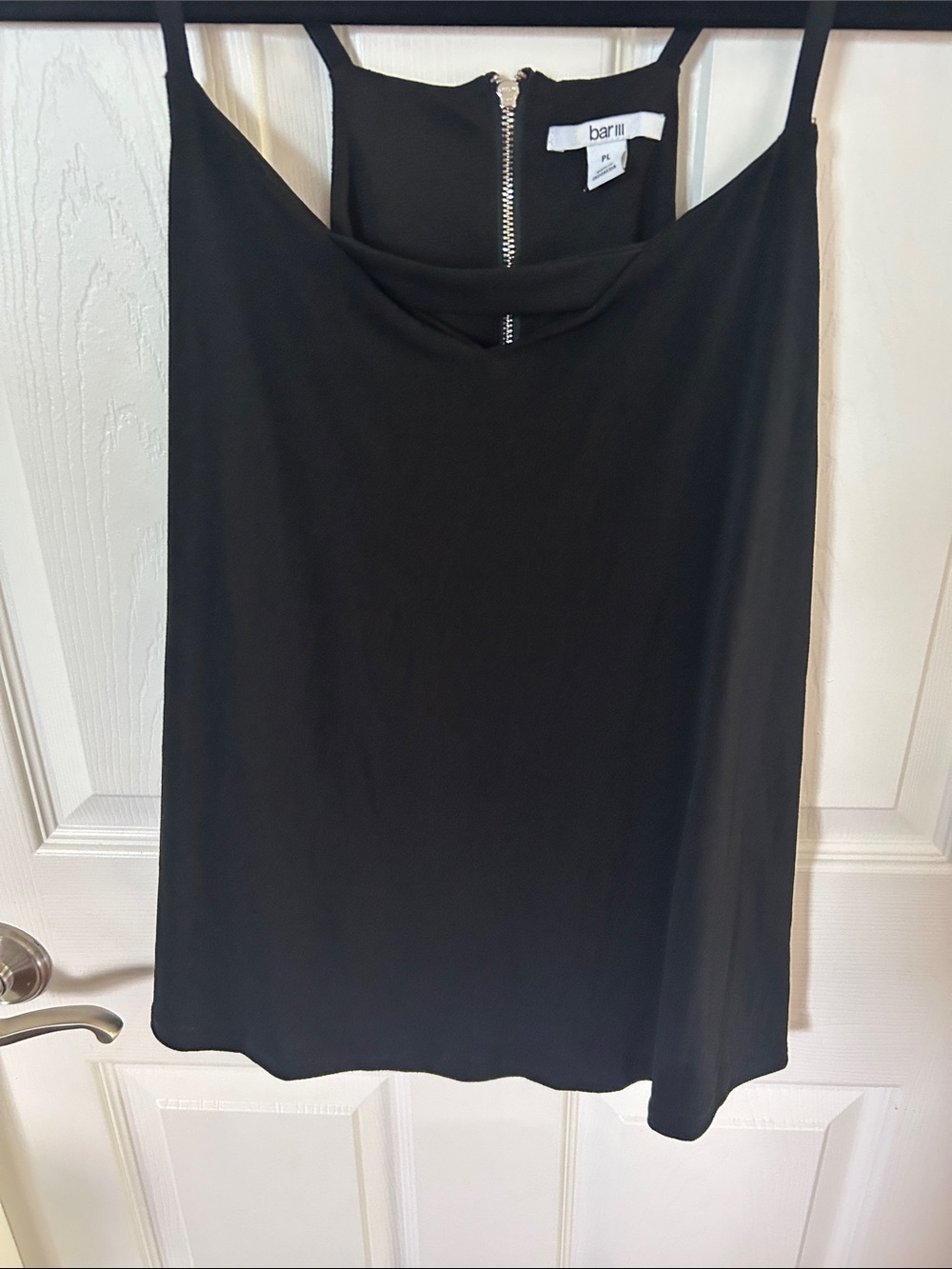 Bar III Black Mini A-Line Skirt with Exposed Back Zip